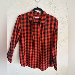Red and Black Buffalo Plaid Button-Up Shirt